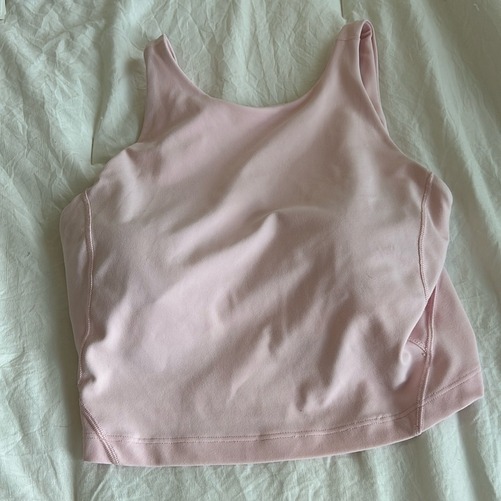 lululemon high neck cropped align tank, strawberry milkshake, size 6